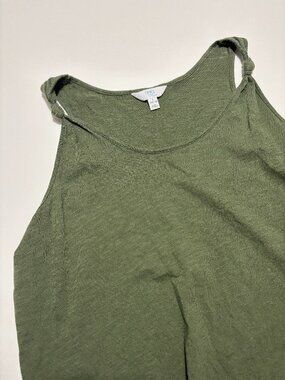 TIME AND TRU OLIVE GREEN COTTON TIE-KNOT TANK TOP